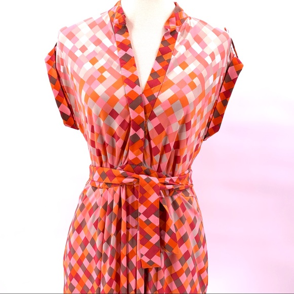 BCBG Max Azria Orange Diamond Print Ombré Dress - Picture 3 of 8